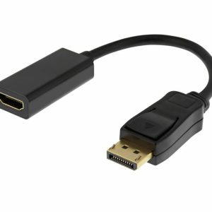DELTACO DisplayPort hane till HDMI hona adapter, DisplayPort dual-mode (DP++), guldpläterad, 3840x21