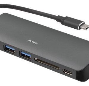Deltaco USB-C Multiadapter Hub - Space Grey