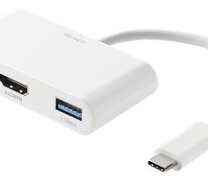 Deltaco USB-C till HDMI och USB-A adapter - Vit